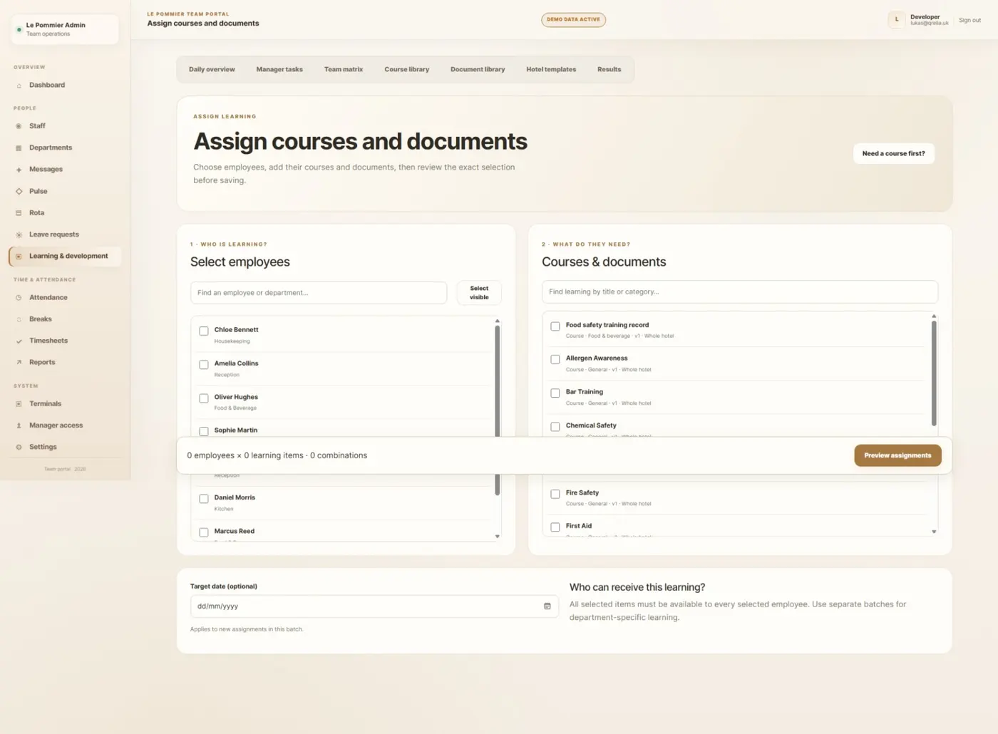 Original QRelia Pulse admin / assign courses
