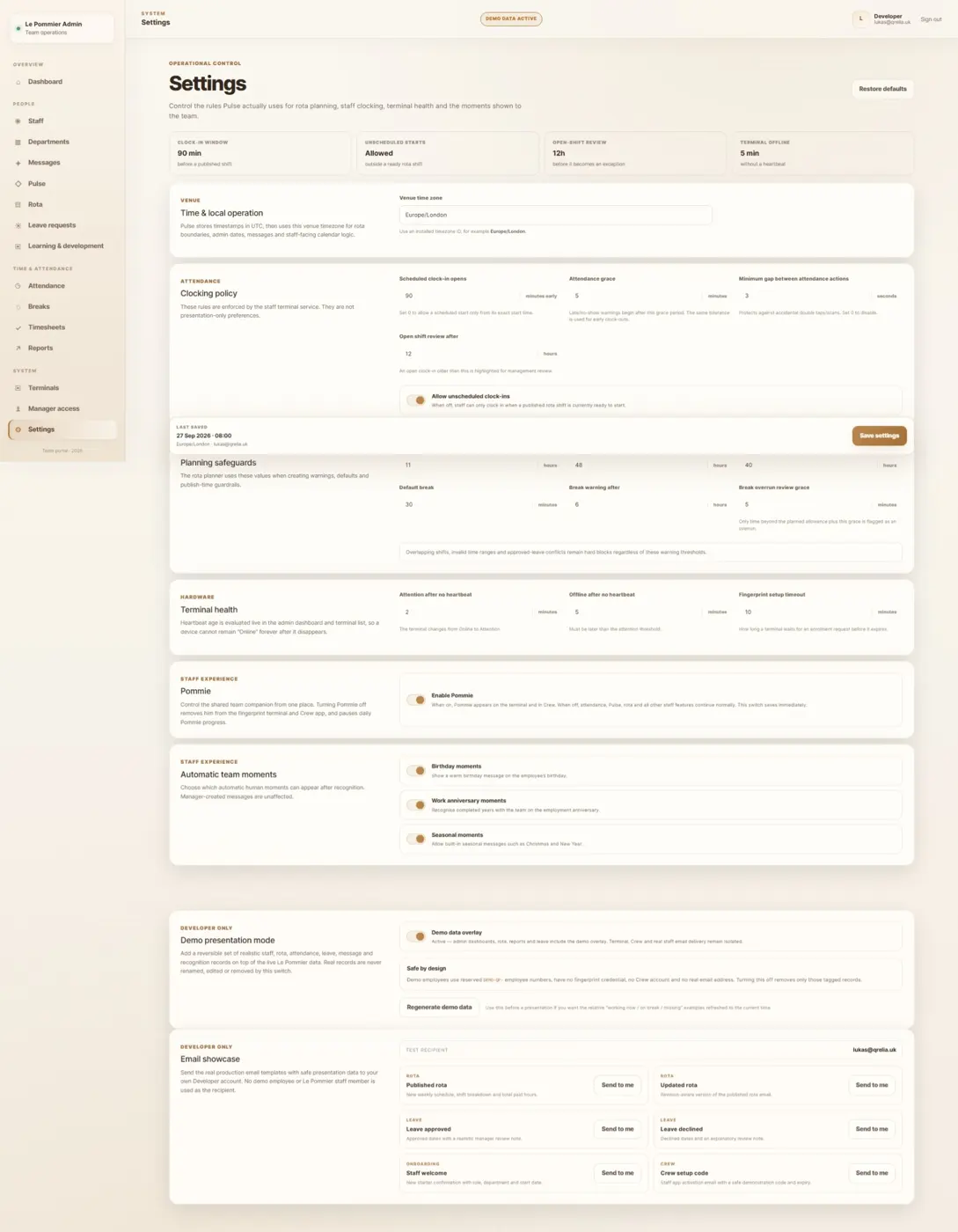 Original QRelia Pulse admin / settings
